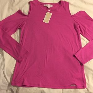 Michael Kors Medium cold shoulder shirt ultra pink